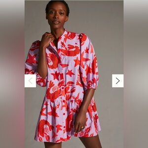 EUC Farm Rio Lobster Sky Dress